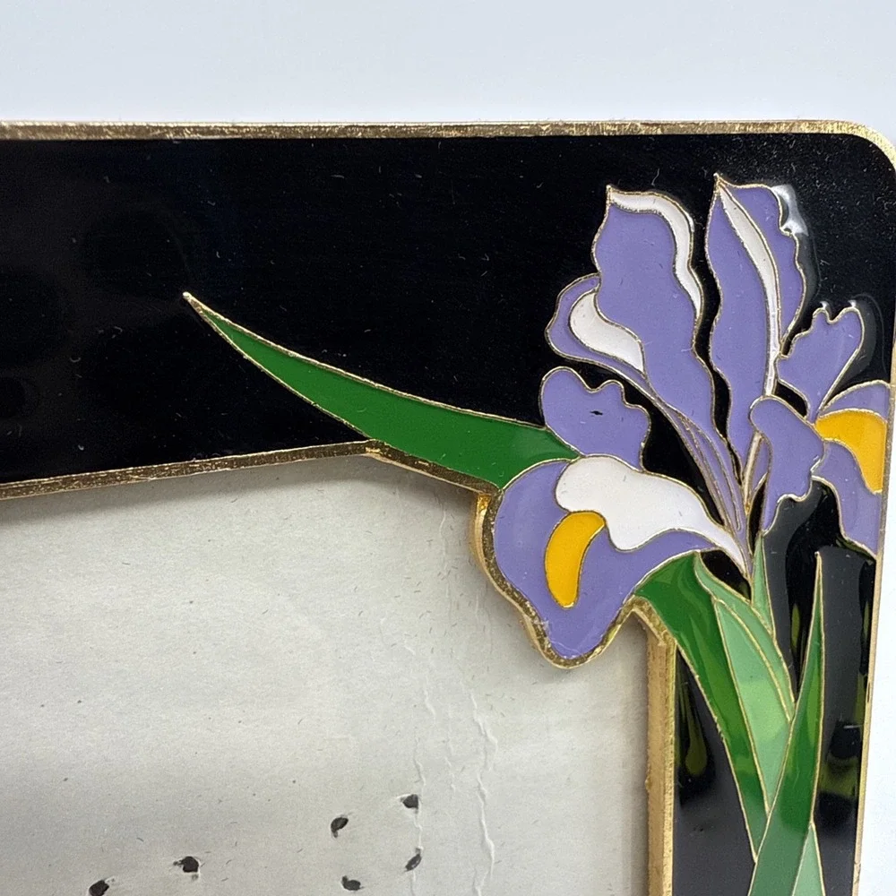 Vtg Cloisonne Iris Black‎ 3.5